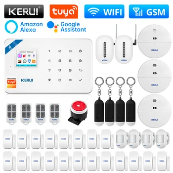 KERUI W181 Охранная Сигнализация с Датчиком Двери WIFI GSM Сигнализация для Дома Поддержка Беспроводной Сигнализации Alexa Tuya Smart APP Control