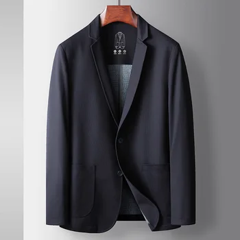 Деловой повседневный мужской пиджак 2023, Новинка осени, темно-синий, Хаки, Серый, черный, Модный офисный мужской блейзер, однобортное мужское шикарное пальто