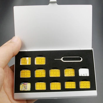 12 Слотов-NANO + 1 слот-карта-Pin Алюминиевая Портативная SIM-карта Micro Pin SIM-карта Nano Карта памяти Коробка для хранения Чехол Защитный держатель