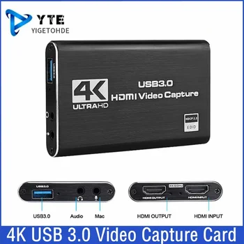 4K HDMI-совместимый С USB 3.0 Ключ Для Карты Видеозахвата 1080P 60 кадров в секунду Видеомагнитофон Для OBS-Захвата Игры Game Capture Card Live