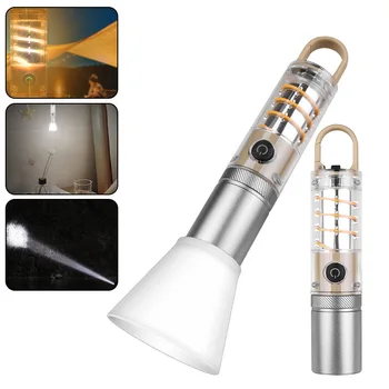 Новый белый лазерный яркий фонарик P50 для кемпинга на открытом воздухе, многофункциональный крюк, перезаряжаемая атмосферная походная лампа, портативное освещение