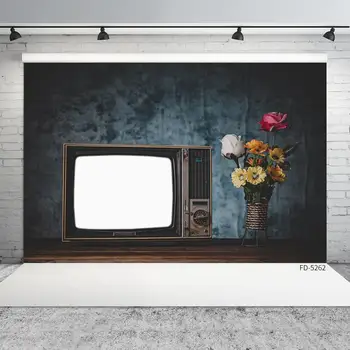 Ностальгический Телевизионный фон для фотосъемки с цветами Индивидуальный фон для детского домашнего портрета, реквизит для фотосъемки на фотофон