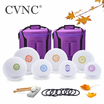Хрустальные Поющие чаши CVNC 6-12 дюймов, 7 шт., набор из кварца с чакрой, Дизайнерский инструмент для исцеления звука, релаксация С сумками, бесплатная доставка