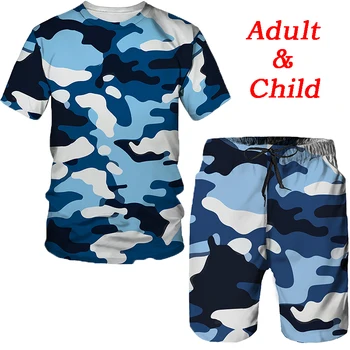Летние мужские футболки, Детский Повседневный комплект, Модная одежда с 3D дизайном, Мужской топ с коротким рукавом /Шорты, Одежда оверсайз, Комплект из двух предметов