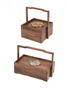 Коробка для выпечки из цельного дерева деревянные сухофрукты Pangu wind snack box чайная комната ретро украшения для чаепития