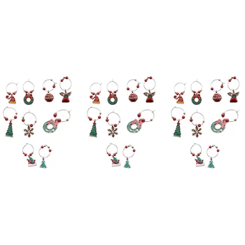 36 ШТ. Подвески для бокалов для вина, маркеры для бокалов в рождественской тематике, милые кольца для напитков, бирки для подарков на Рождественскую вечеринку