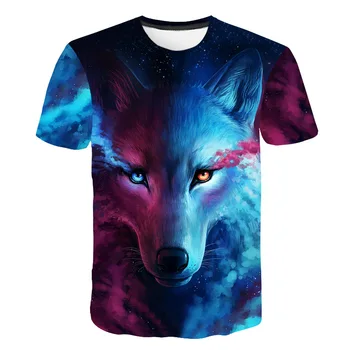 Модные мужские футболки с 3D принтом свирепого волка и животных, Летние футболки с круглым вырезом и коротким рукавом Оверсайз, уличная одежда XS-3XL