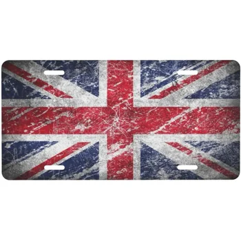 Номерной знак Юнион Джек, Британский флаг, крышка номерного знака, бирка на передней панели автомобиля из алюминия и нержавеющей стали для мужчин и женщин, 6X12 дюймов, 4 отверстия