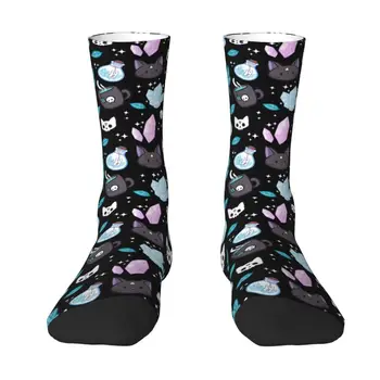 Забавные носки Herb Witch Для женщин и мужчин, теплые спортивные носки с 3D принтом на Хэллоуин, Ведьмовские, Жуткий Кот, Баскетбольные спортивные носки